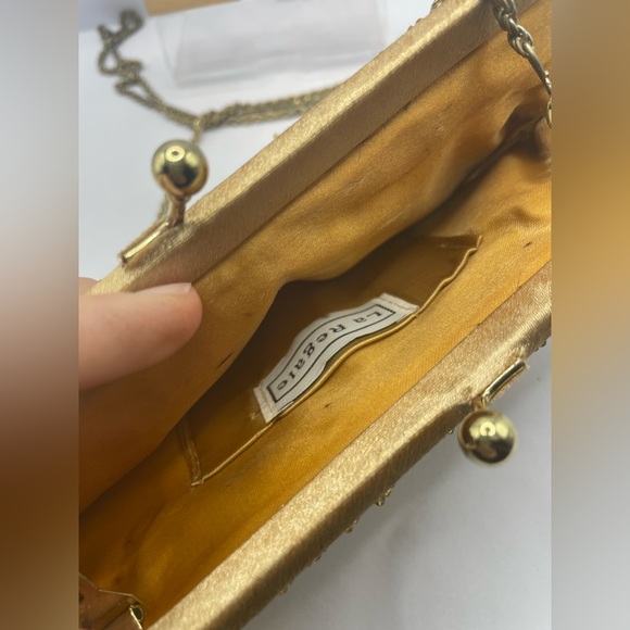 Vintage La Regal Satin Gold Beaded Mini Clutch Handbag - Picture 5 of 7